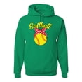 thumbnail image 1 of Wild Bobby, Cute Ribbon Bow Softball Mom Gift, Mother's Day, Unisex Graphic Hoodie Sweatshirt, Kelly, Large, 1 of 3