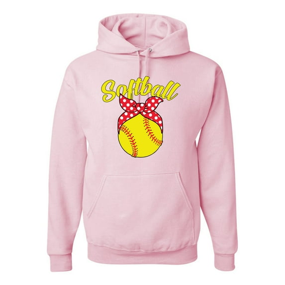 Wild Bobby, Cute Ribbon Bow Softball Mom Gift, Mother's Day, Unisex Graphic Hoodie Sweatshirt, Light Pink, Large