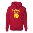 thumbnail image 1 of Wild Bobby, Cute Ribbon Bow Softball Mom Gift, Mother's Day, Unisex Graphic Hoodie Sweatshirt, Red, X-Large, 1 of 3