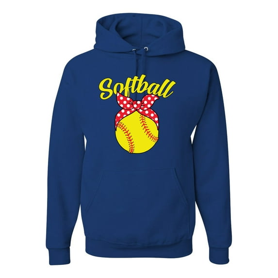 Wild Bobby, Cute Ribbon Bow Softball Mom Gift, Mother's Day, Unisex Graphic Hoodie Sweatshirt, Royal, X-Large