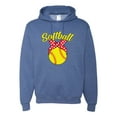 thumbnail image 1 of Wild Bobby, Cute Ribbon Bow Softball Mom Gift, Mother's Day, Unisex Graphic Hoodie Sweatshirt, Vintage Heather Blue, Small, 1 of 3
