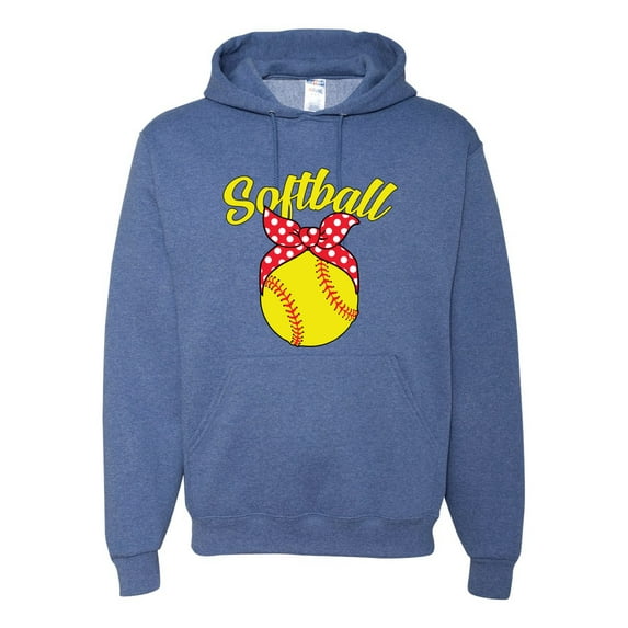 Wild Bobby, Cute Ribbon Bow Softball Mom Gift, Mother's Day, Unisex Graphic Hoodie Sweatshirt, Vintage Heather Blue, Small