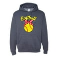 thumbnail image 1 of Wild Bobby, Cute Ribbon Bow Softball Mom Gift, Mother's Day, Unisex Graphic Hoodie Sweatshirt, Vintage Heather Navy, 2XL, 1 of 3