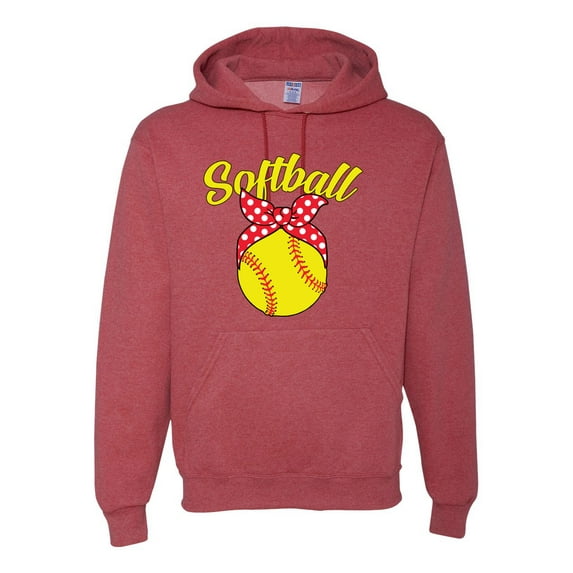 Wild Bobby, Cute Ribbon Bow Softball Mom Gift, Mother's Day, Unisex Graphic Hoodie Sweatshirt, Vintage Heather Red, Medium
