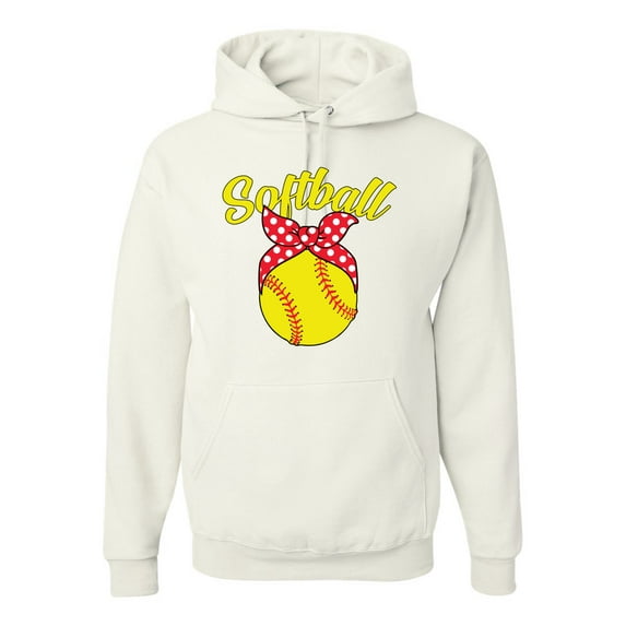 Wild Bobby, Cute Ribbon Bow Softball Mom Gift, Mother's Day, Unisex Graphic Hoodie Sweatshirt, White, Medium