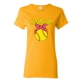 thumbnail image 1 of Wild Bobby, Cute Ribbon Bow Softball Mom Gift, Mother's Day, Women Graphic T-Shirt, Gold, 3XL, 1 of 3