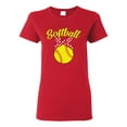 thumbnail image 1 of Wild Bobby, Cute Ribbon Bow Softball Mom Gift, Mother's Day, Women Graphic T-Shirt, Red, Large, 1 of 3