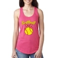 thumbnail image 1 of Wild Bobby, Cute Ribbon Bow Softball Mom Gift, Mother's Day, Women Racerback Tank Top, Hot Pink, Small, 1 of 3