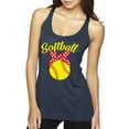 thumbnail image 1 of Wild Bobby, Cute Ribbon Bow Softball Mom Gift, Mother's Day, Women Tri-Blend Racerback Tank Top, Vintage Navy, X-Large, 1 of 3