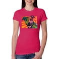 thumbnail image 1 of Cute Smiling Neon Pitbull Dog Breed Dog Lover Womens Slim Fit Junior Tee, Raspberry, Large, 1 of 3