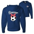 thumbnail image 1 of Wild Bobby,Cute Soccer Mom Ribbon Soccer Ball Gift Sports Front and Back Graphic Zip Up Hoodie Sweatshirt, Royal, Small, 1 of 2
