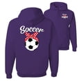 thumbnail image 1 of Wild Bobby,Cute Soccer Mom Ribbon Soccer Ball Gift Sports Front and Back Unisex Graphic Hoodie Sweatshirt, Purple, X-Large, 1 of 2