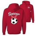 thumbnail image 1 of Wild Bobby,Cute Soccer Mom Ribbon Soccer Ball Gift Sports Front and Back Unisex Graphic Hoodie Sweatshirt, Red, 2XL, 1 of 2