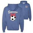 thumbnail image 1 of Wild Bobby,Cute Soccer Mom Ribbon Soccer Ball Gift Sports Front and Back Unisex Graphic Hoodie Sweatshirt, Vintage Heather Blue, Large, 1 of 2