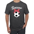 thumbnail image 1 of Wild Bobby, Cute Soccer Mom Ribbon Soccer Ball Gift Sports, Mother's Day, Men Graphic T-Shirt, Heather Black, Small, 1 of 3