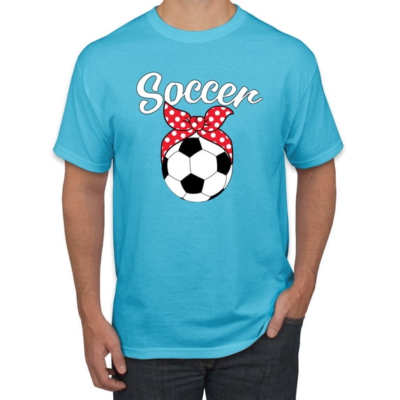 Wild Bobby, Cute Soccer Mom Ribbon Soccer Ball Gift Sports, Mother's Day, Men Graphic T-Shirt, Light Turquoise, 5XL
