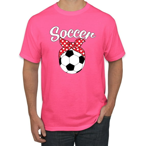 Wild Bobby, Cute Soccer Mom Ribbon Soccer Ball Gift Sports, Mother's Day, Men Graphic T-Shirt, Neon Pink, 5XL