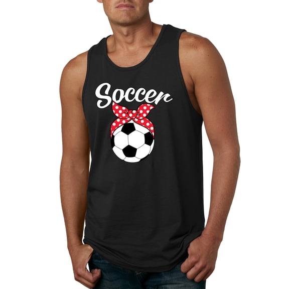 Wild Bobby, Cute Soccer Mom Ribbon Soccer Ball Gift Sports, Mother's Day, Men Graphic Tank Top, Black, 3XL