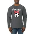 thumbnail image 1 of Wild Bobby, Cute Soccer Mom Ribbon Soccer Ball Gift Sports, Mother's Day, Men Long Sleeve Shirt, Charcoal, Small, 1 of 3