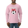 thumbnail image 1 of Wild Bobby, Cute Soccer Mom Ribbon Soccer Ball Gift Sports, Mother's Day, Men Long Sleeve Shirt, Light Pink, 3XL, 1 of 3