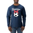 thumbnail image 1 of Wild Bobby, Cute Soccer Mom Ribbon Soccer Ball Gift Sports, Mother's Day, Men Long Sleeve Shirt, Vintage Heather Navy, Large, 1 of 3