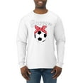 thumbnail image 1 of Wild Bobby, Cute Soccer Mom Ribbon Soccer Ball Gift Sports, Mother's Day, Men Long Sleeve Shirt, White, Large, 1 of 3