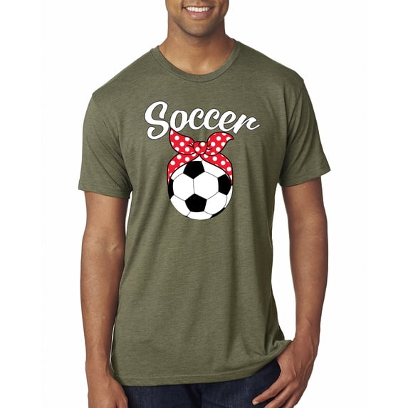 Wild Bobby, Cute Soccer Mom Ribbon Soccer Ball Gift Sports, Mother's Day, Men Premium Tri Blend T-Shirt, Military Green, Small