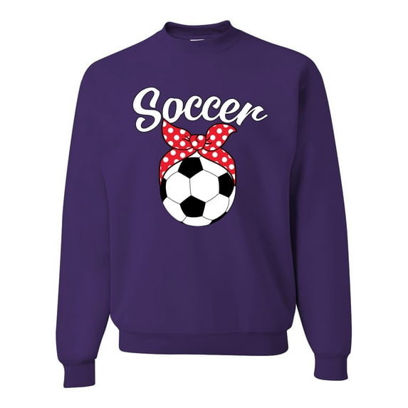 Wild Bobby, Cute Soccer Mom Ribbon Soccer Ball Gift Sports, Mother's Day, Unisex Crewneck Graphic Sweatshirt, Purple, Medium