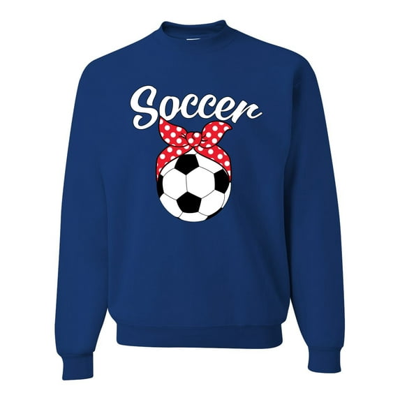 Wild Bobby, Cute Soccer Mom Ribbon Soccer Ball Gift Sports, Mother's Day, Unisex Crewneck Graphic Sweatshirt, Royal, X-Large