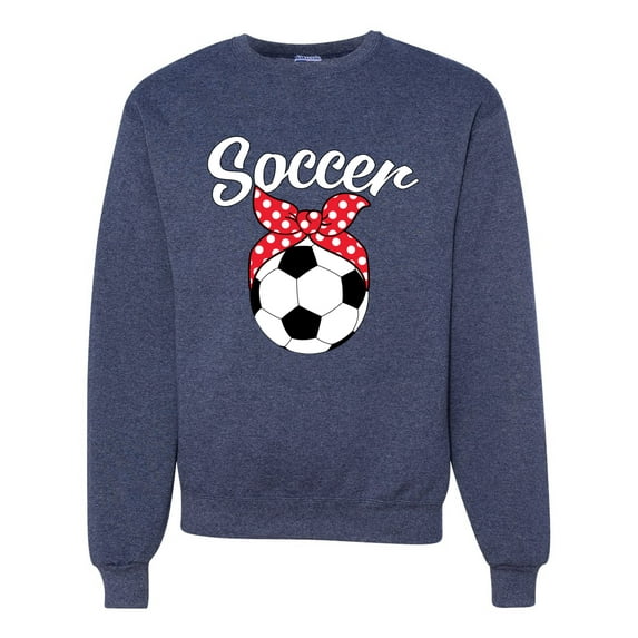 Wild Bobby, Cute Soccer Mom Ribbon Soccer Ball Gift Sports, Mother's Day, Unisex Crewneck Graphic Sweatshirt, Vintage Heather Navy, 2XL