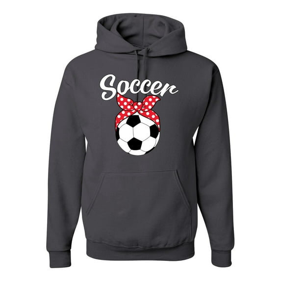 Wild Bobby, Cute Soccer Mom Ribbon Soccer Ball Gift Sports, Mother's Day, Unisex Graphic Hoodie Sweatshirt, Charcoal, Medium