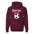 thumbnail image 1 of Wild Bobby, Cute Soccer Mom Ribbon Soccer Ball Gift Sports, Mother's Day, Unisex Graphic Hoodie Sweatshirt, Maroon, X-Large, 1 of 3