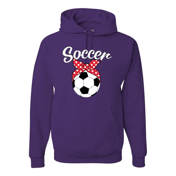 Wild Bobby, Cute Soccer Mom Ribbon Soccer Ball Gift Sports, Mother's Day, Unisex Graphic Hoodie Sweatshirt, Purple, Small