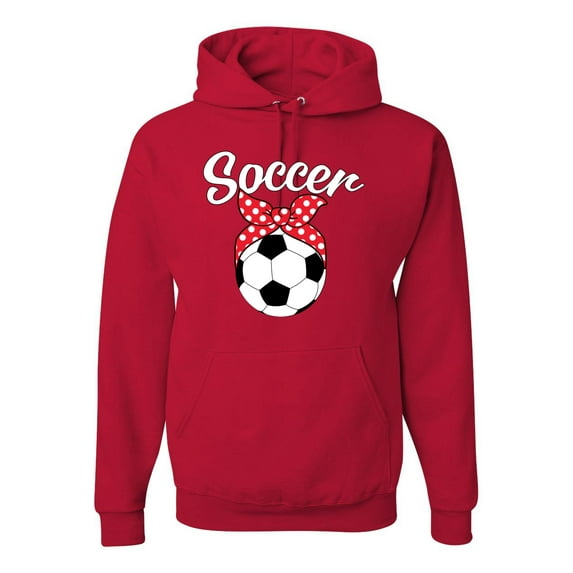 Wild Bobby, Cute Soccer Mom Ribbon Soccer Ball Gift Sports, Mother's Day, Unisex Graphic Hoodie Sweatshirt, Red, Medium