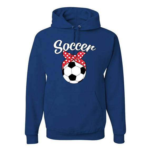 Wild Bobby, Cute Soccer Mom Ribbon Soccer Ball Gift Sports, Mother's Day, Unisex Graphic Hoodie Sweatshirt, Royal, Large