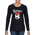 thumbnail image 1 of Wild Bobby, Cute Soccer Mom Ribbon Soccer Ball Gift Sports, Mother's Day, Women Graphic Long Sleeve T-Shirt, Black, Small, 1 of 3