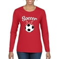 thumbnail image 1 of Wild Bobby, Cute Soccer Mom Ribbon Soccer Ball Gift Sports, Mother's Day, Women Graphic Long Sleeve T-Shirt, Red, Small, 1 of 3