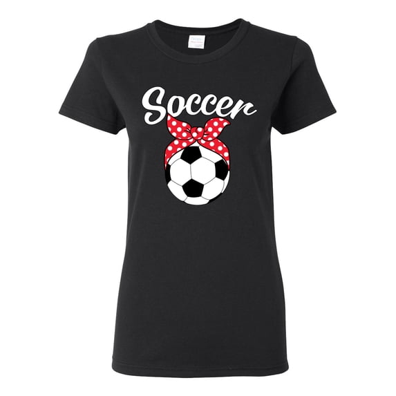 Wild Bobby, Cute Soccer Mom Ribbon Soccer Ball Gift Sports, Mother's Day, Women Graphic T-Shirt, Black, Small