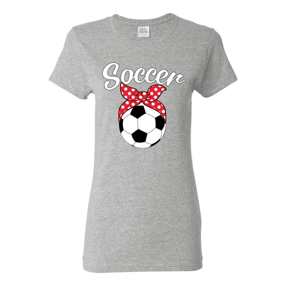 Wild Bobby, Cute Soccer Mom Ribbon Soccer Ball Gift Sports, Mother's Day, Women Graphic T-Shirt, Heather Grey, Large