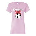 thumbnail image 1 of Wild Bobby, Cute Soccer Mom Ribbon Soccer Ball Gift Sports, Mother's Day, Women Graphic T-Shirt, Light Pink, 3XL, 1 of 3