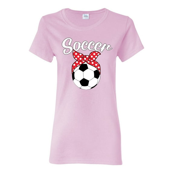 Wild Bobby, Cute Soccer Mom Ribbon Soccer Ball Gift Sports, Mother's Day, Women Graphic T-Shirt, Light Pink, Small