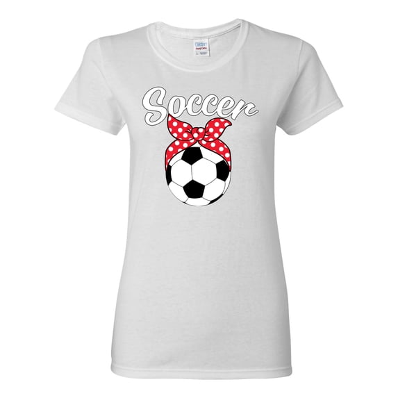 Wild Bobby, Cute Soccer Mom Ribbon Soccer Ball Gift Sports, Mother's Day, Women Graphic T-Shirt, White, Large