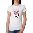 thumbnail image 1 of Wild Bobby, Cute Soccer Mom Ribbon Soccer Ball Gift Sports, Mother's Day, Women Slim Fit Junior Tee, White, Large, 1 of 3