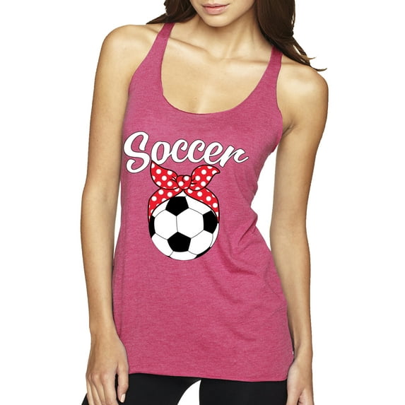 Wild Bobby, Cute Soccer Mom Ribbon Soccer Ball Gift Sports, Mother's Day, Women Tri-Blend Racerback Tank Top, Vintage Pink, X-Large