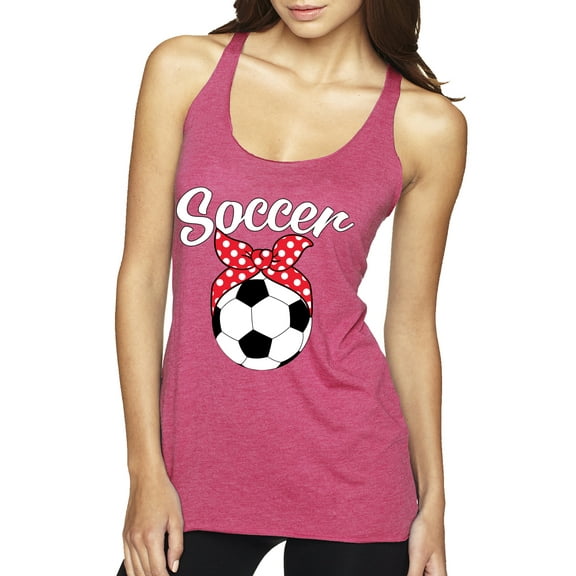 Wild Bobby, Cute Soccer Mom Ribbon Soccer Ball Gift Sports, Mother's Day, Women Tri-Blend Racerback Tank Top, Vintage Pink, X-Large