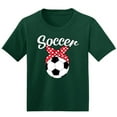 thumbnail image 1 of Wild Bobby, Cute Soccer Ribbon Soccer Ball Gift Sports Girls Graphic Youth T-Shirt, Forest Green, Medium, 1 of 3