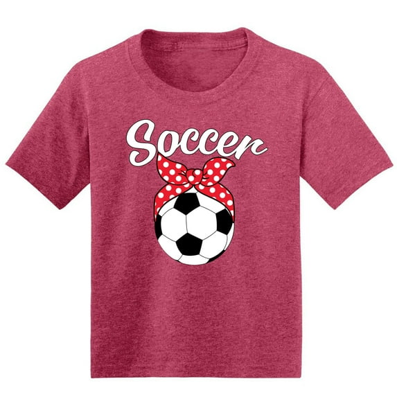 Wild Bobby, Cute Soccer Ribbon Soccer Ball Gift Sports Girls Graphic Youth T-Shirt, Vintage Heather Red, Large