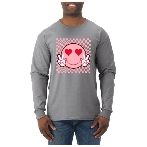 Wild Bobby Cute Trippy Peace Heart Valentine's Day Peace Hipster Vibes Men Long Sleeve Shirt