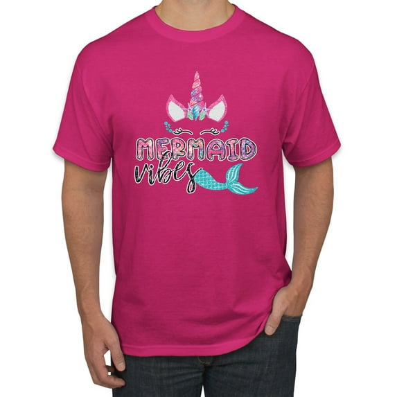 Wild Bobby, Cute Unicorn Mermaid Vibes Children Girl Birthday, Streetwear, Men's Graphic Tees, Fuschia, X-Large