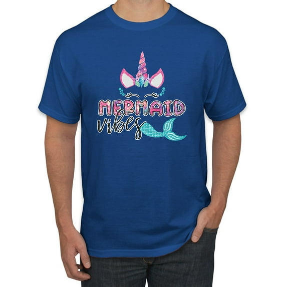 Wild Bobby, Cute Unicorn Mermaid Vibes Children Girl Birthday, Streetwear, Men's Graphic Tees, Royal, 4XL
